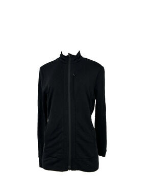 Icebreaker Women Jacket Medium Quantum III Wool Long Sleeve Full Zip Black Y01